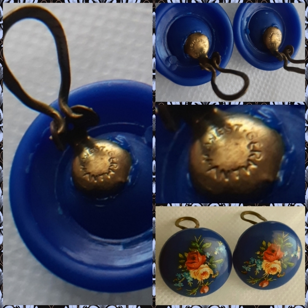 Vtg West Germany Signed Hand Painted Earrings